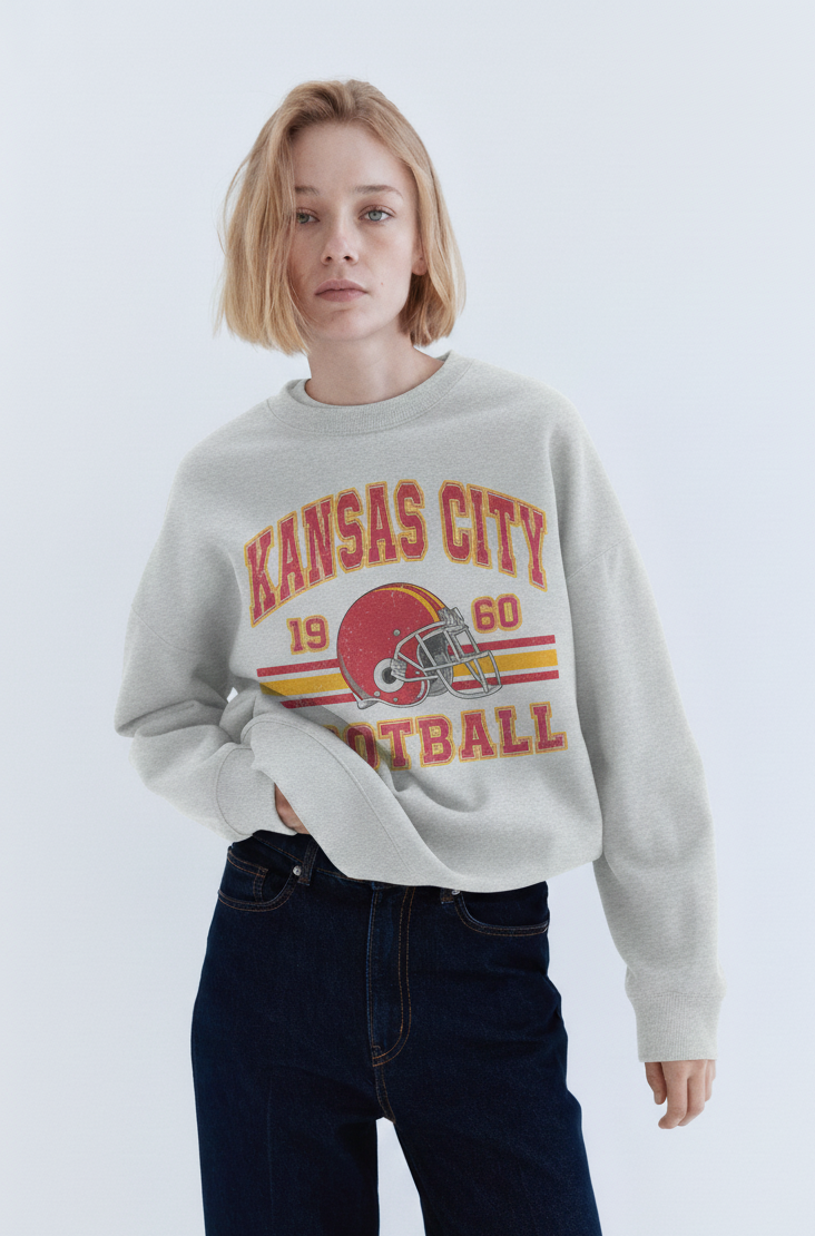 90s Style Kansas City Football Sweatshirt | Vintage Kansas City Crewneck — Football Cozy Outfits - Image 2
