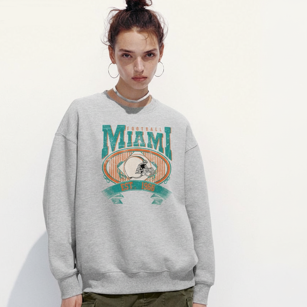 Miami Dolphins Vintage Sweatshirt | Retro 1966 Football Crewneck Pullover - Image 3