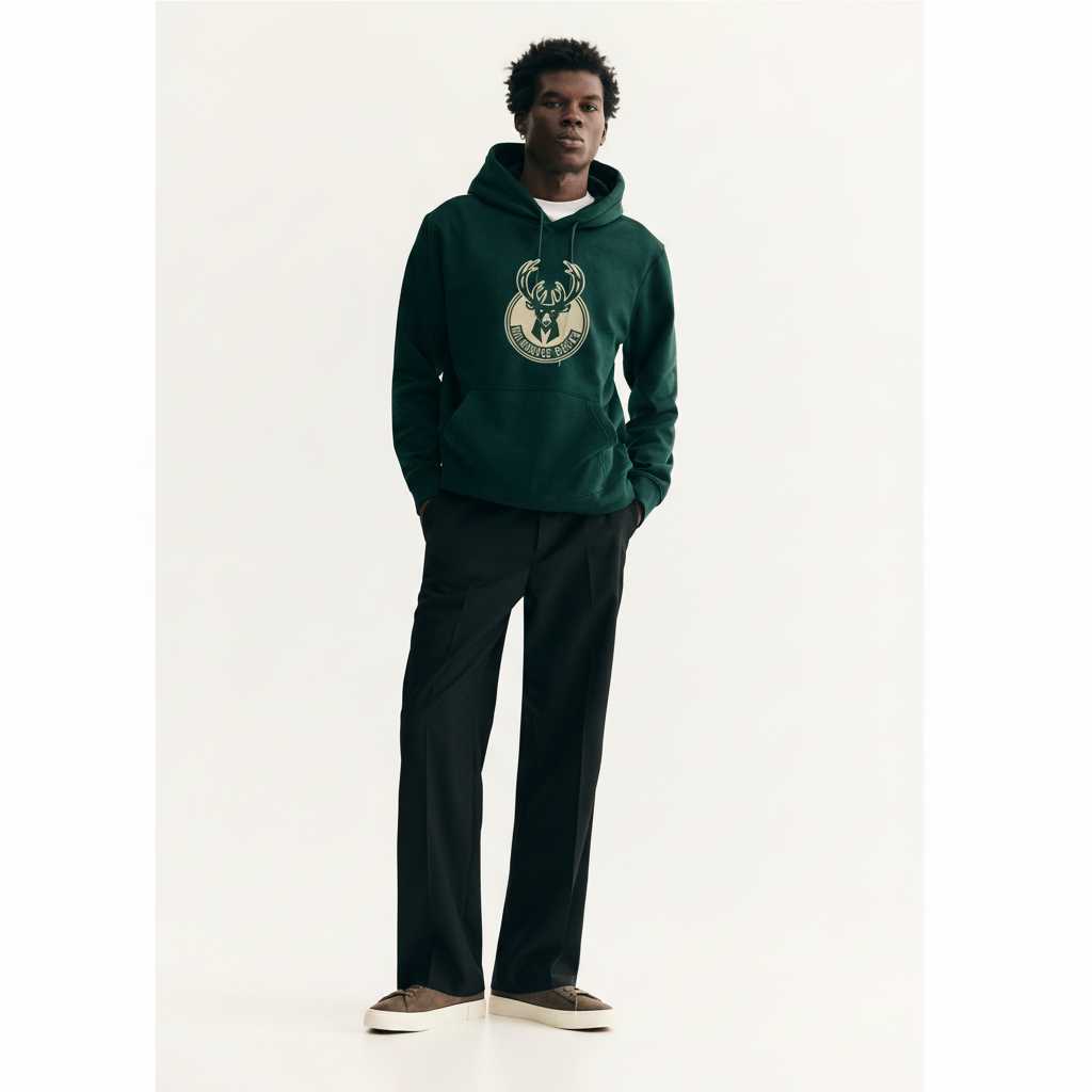 Milwaukee Bucks Hoodie | Classic NBA Basketball Green Pullover Sweatshirt - Image 2