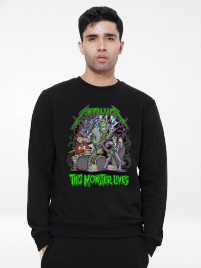 Metallica This Monster Lives | Halloween Rock Design — Crewneck Sweatshirt | Vintage Band Merch Style