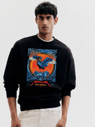 Metallica M72 World Tour Perth Australia 2025 | Tour Poster Art Design — Crewneck Sweatshirt | Vintage Heavy Metal Merch