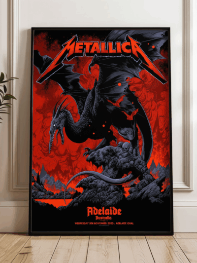 Metallica M72 World Tour | Adelaide 2025 Dragon Poster — Premium Semi-Glossy Print | Hypetops
