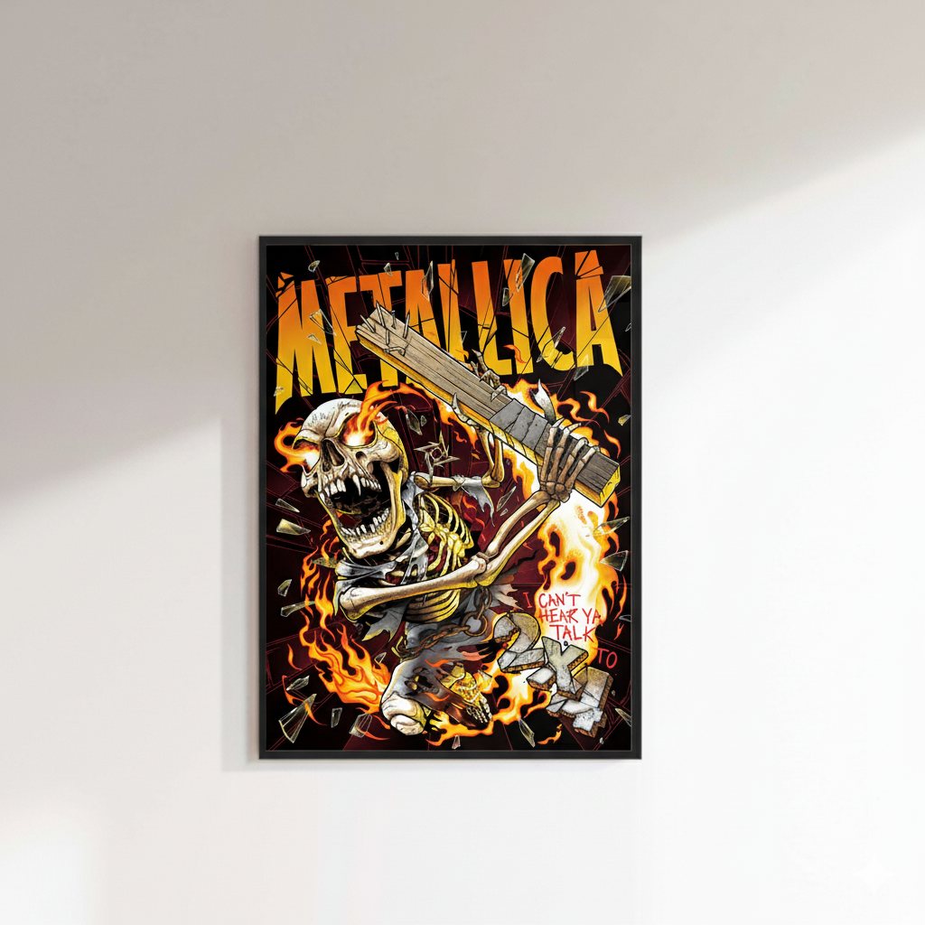 Metallica “2 x 4” | Fiery Skeleton Poster — Premium Semi-Glossy Print | Hypetops - Image 3