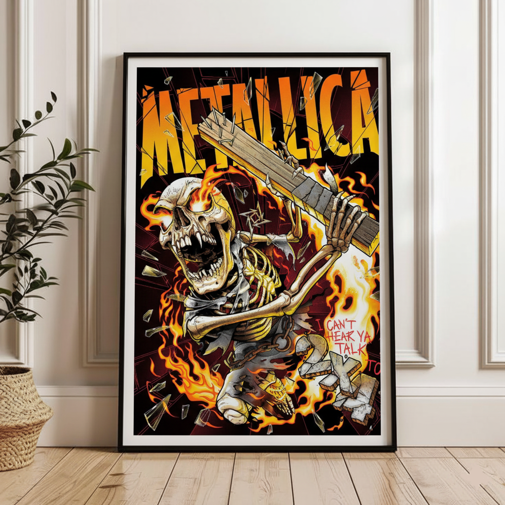 Metallica “2 x 4” | Fiery Skeleton Poster — Premium Semi-Glossy Print | Hypetops - Image 2