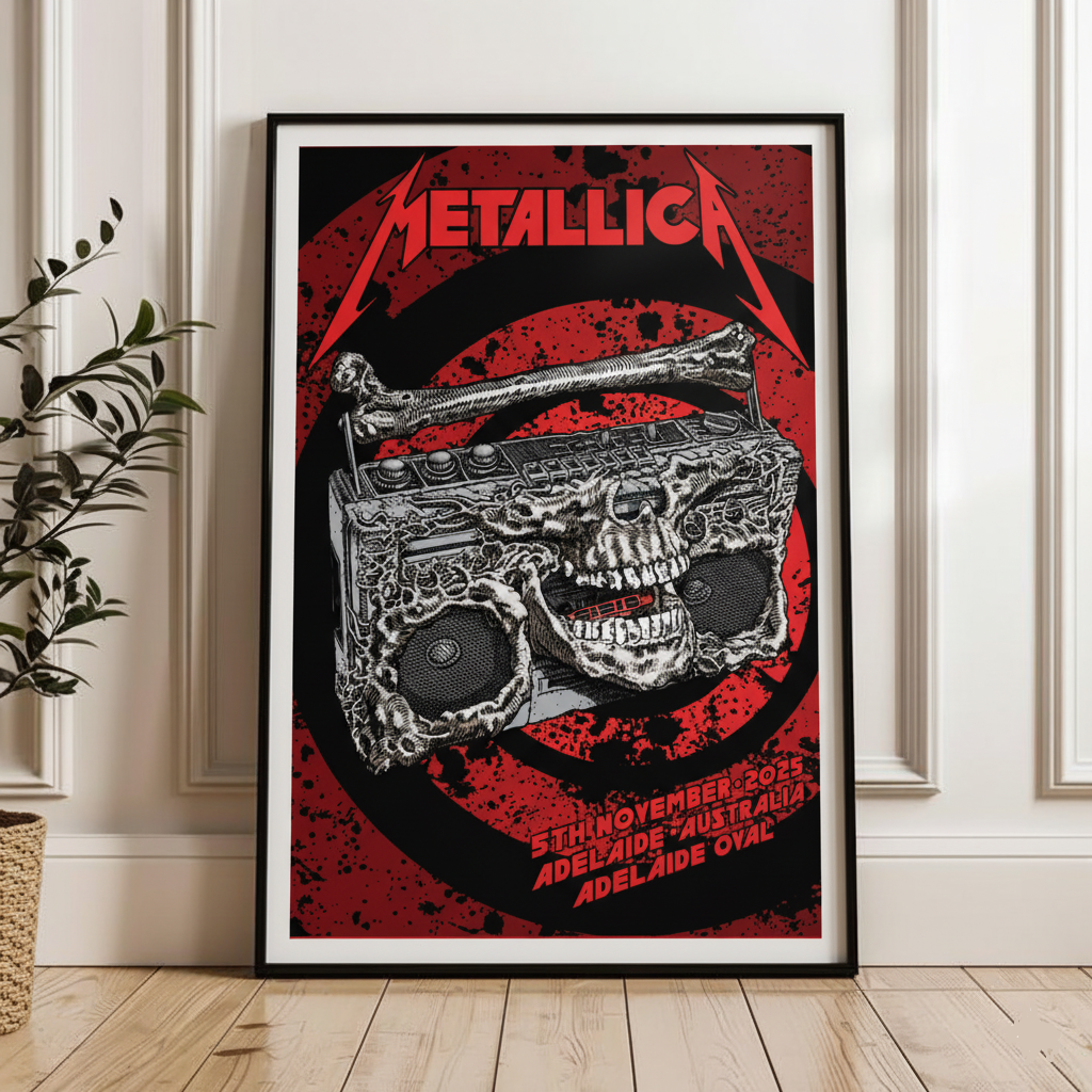 Metallica M72 World Tour | Adelaide 2025 Skull Boombox Poster — Premium Semi-Glossy Print | Hypetops - Image 2