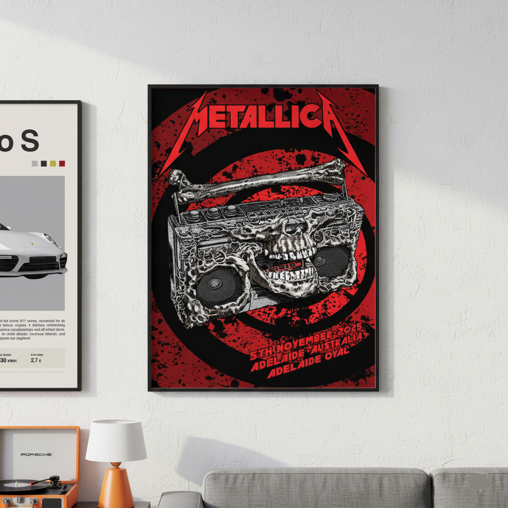 Metallica M72 World Tour | Adelaide 2025 Skull Boombox Poster — Premium Semi-Glossy Print | Hypetops - Image 3