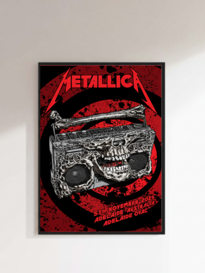 Metallica M72 World Tour | Adelaide 2025 Skull Boombox Poster — Premium Semi-Glossy Print | Hypetops