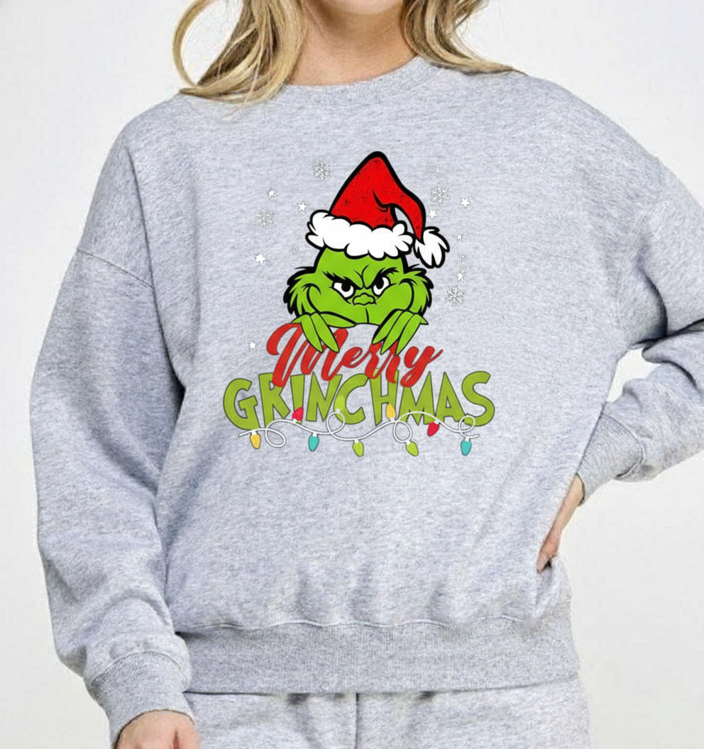 Merry Grinchmas | Funny Grinch Christmas Design — Holiday Sweatshirt | Hypetops - Image 2