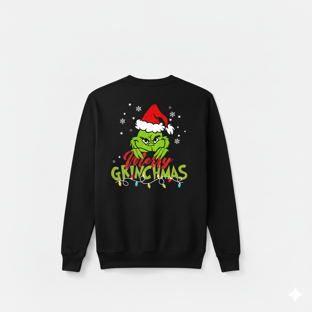 Merry Grinchmas | Funny Grinch Christmas Design — Holiday Sweatshirt | Hypetops - Image 3