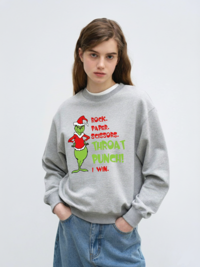 The Grinch Christmas | “Rock Paper Scissors Throat Punch” Funny Quote — Holiday Sweatshirt | Hypetops