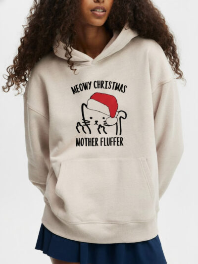 Meowy Christmas Mother Fluffer Shirt | Funny Cat Xmas Tee – Cat Lover Holiday Apparel