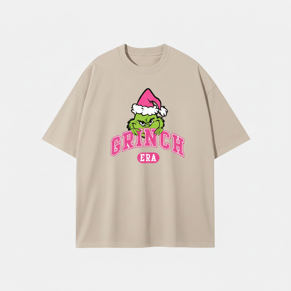 Grinch Era Shirt | Pink Varsity Grinch Crewneck – Merry Grinchmas Apparel - Image 3