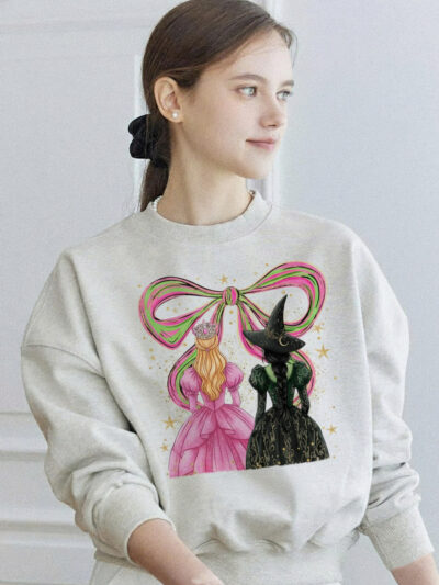 Wicked Changed For Good Shirt | Coquette Pink & Green Wizard Musical Crewneck & Hoodie – Elphaba & Glinda Tee Shirt