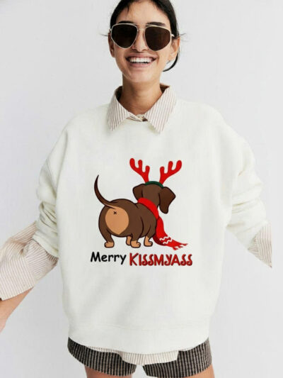 Funny Christmas Shirt – Merry Kissmyass Sweatshirt | Cute Dog Lover Xmas Apparel