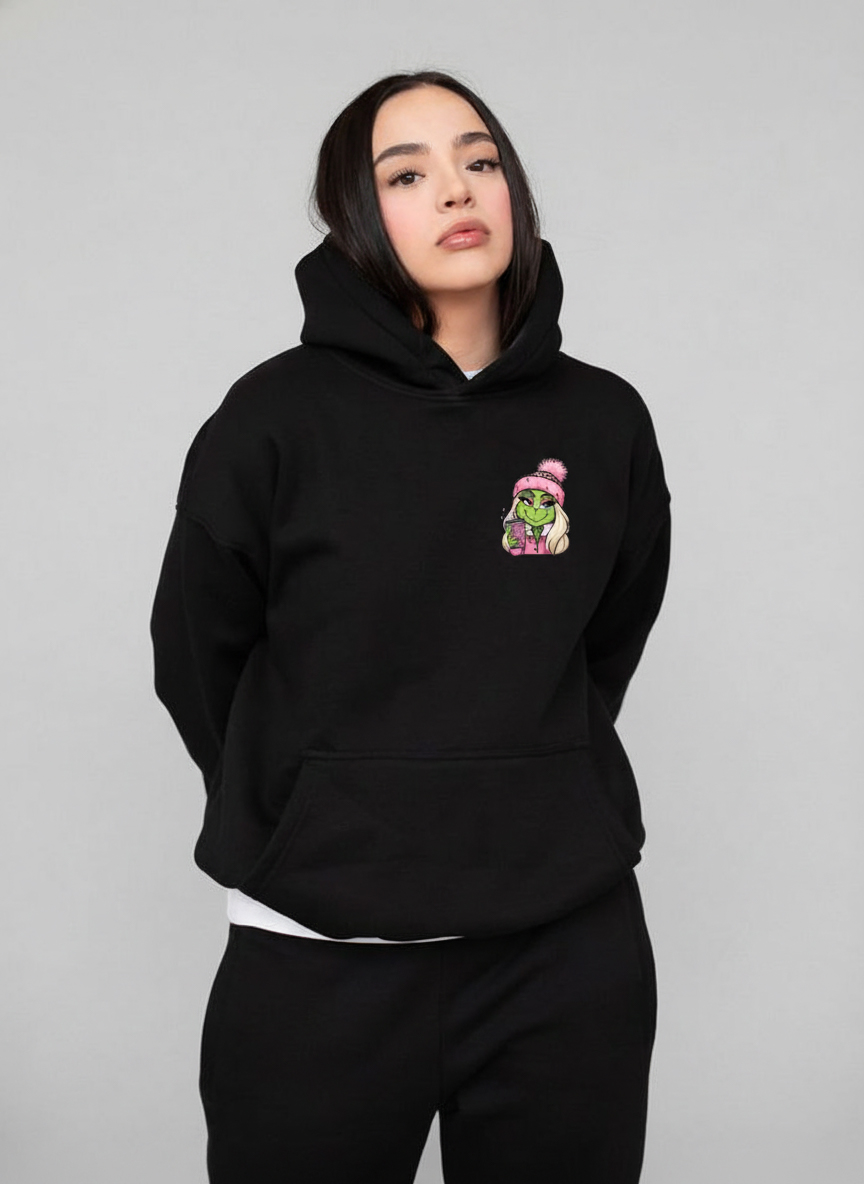 Grinch Mode On Shirt – Double-Sided Pink Grinch Christmas Sweatshirt | Women’s Grinch Tumbler Girl Xmas Apparel - Image 4