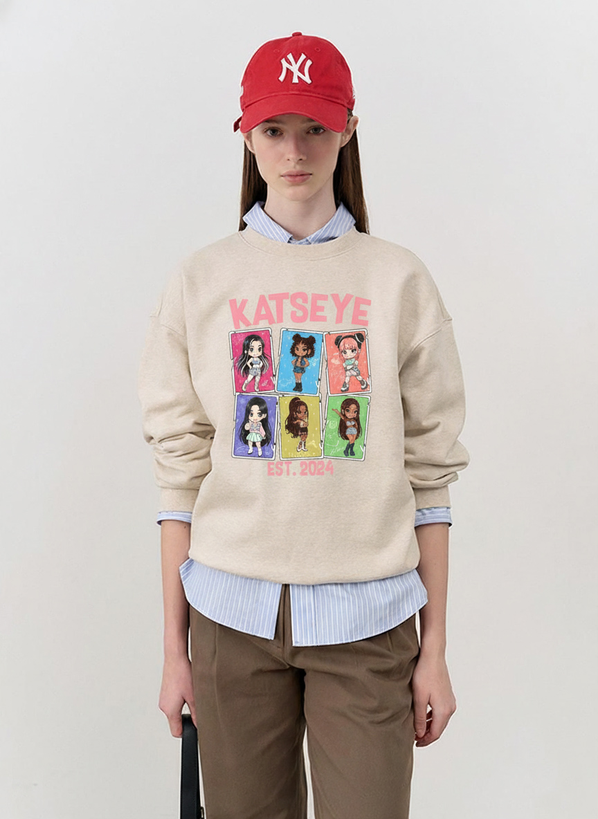 KATSEYE Vintage Chibi Shirt | K-Pop Katseye Cute Graphic Tee – Katseye Beautiful Chaos Sweatshirt & Hoodie - Image 3