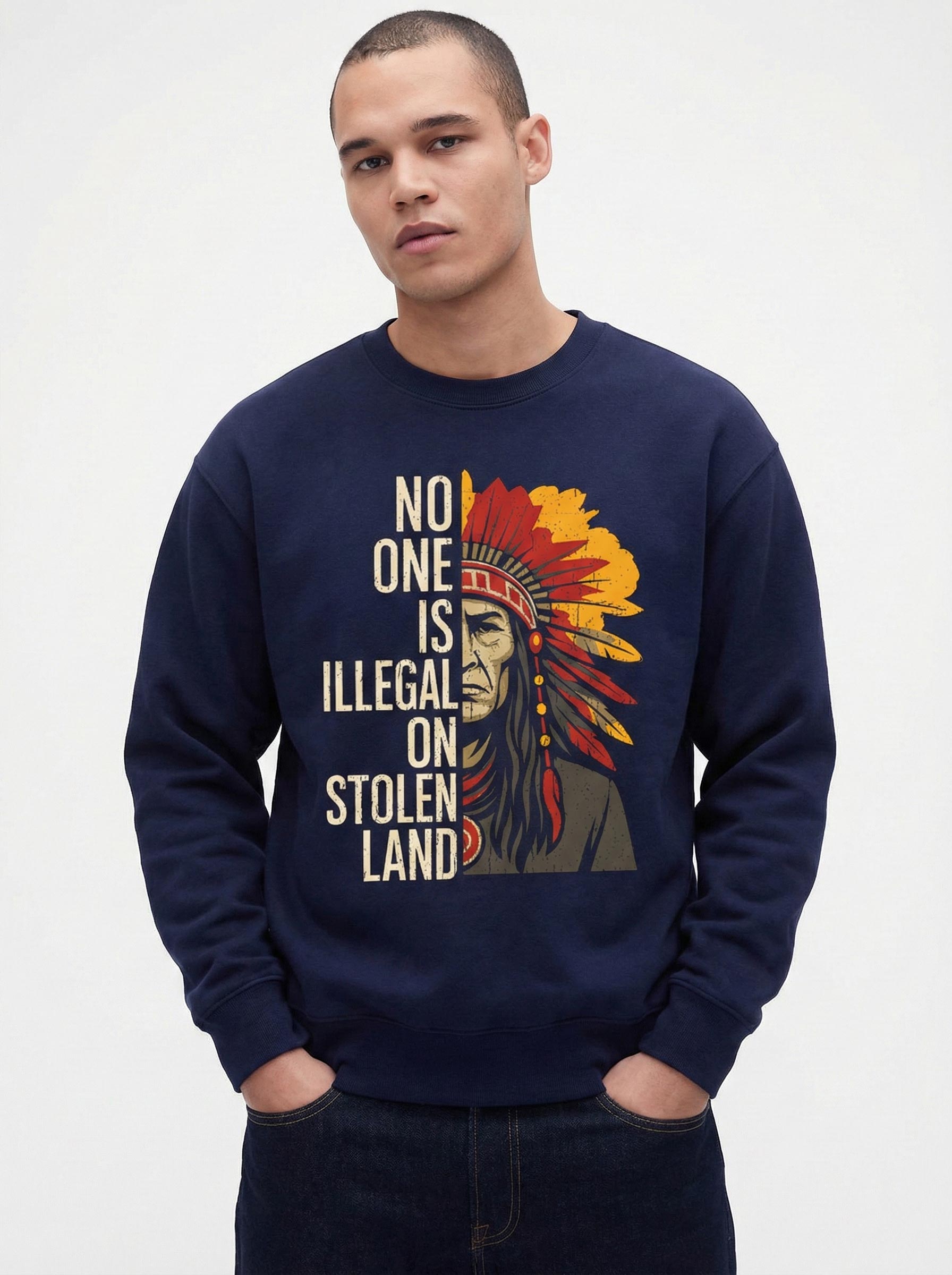 No One Is Illegal On Stolen Land Shirt – Immigration Human Rights Protest Tee - Image 4