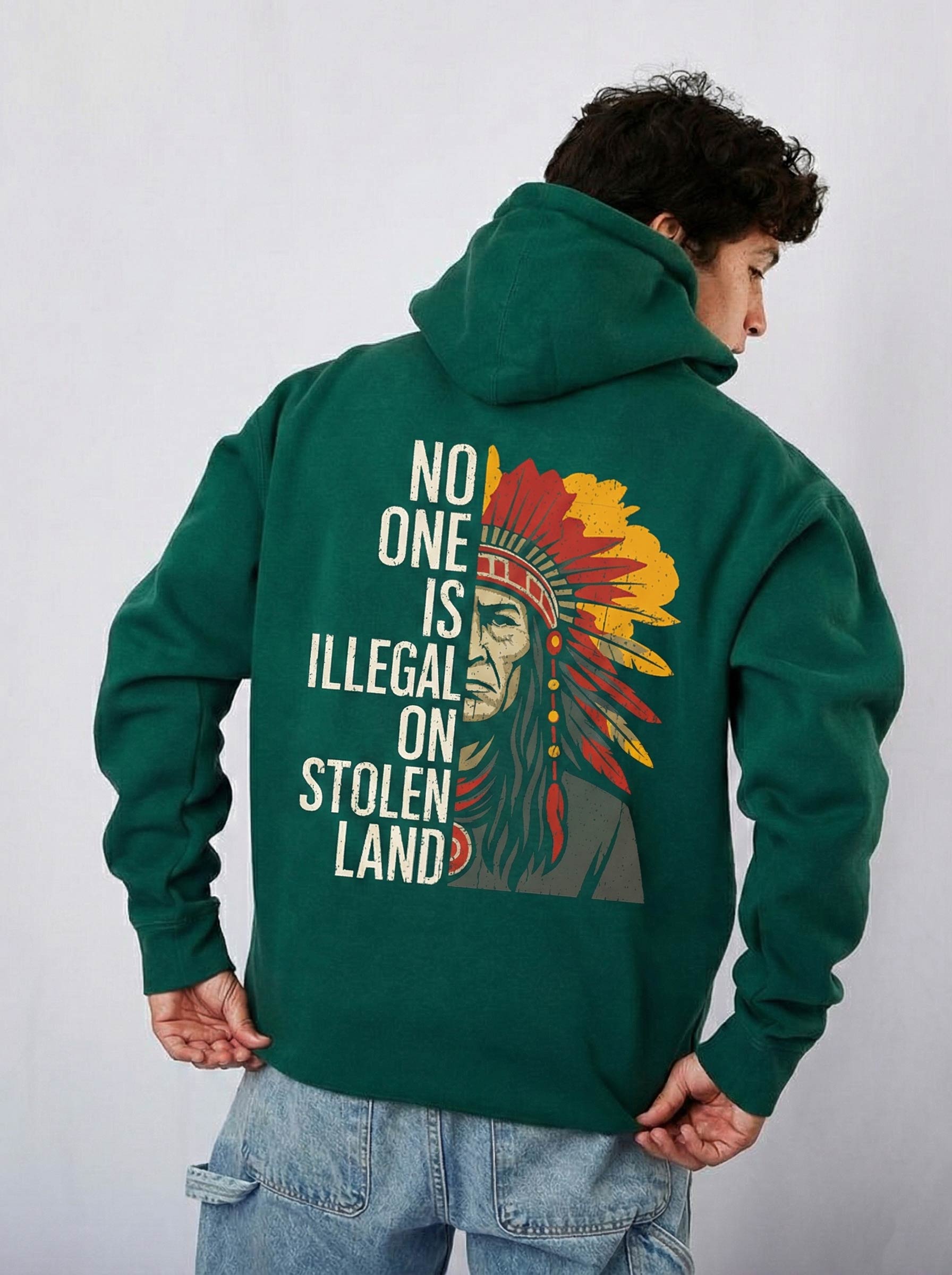 No One Is Illegal On Stolen Land Shirt – Immigration Human Rights Protest Tee - Image 3