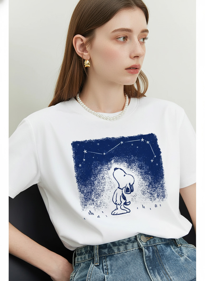 Snoopy Starry Night Shirt | Nostalgic Snoopy Constellation Aesthetic Tee - Image 2