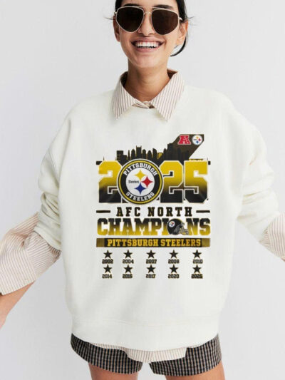 Steelers AFC North Champions 2025 Shirt | Pittsburgh Steelers AFC North Champions Skyline Logo 2002–2025 T-Shirt, Sweatshirt & Hoodie